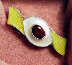 Sterling Silver, Cloisonn & Madira Citrine, Ribbon Twist Pin