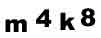 The four characters are: em four kay eight