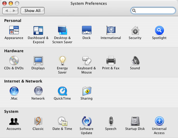 Preferences Window