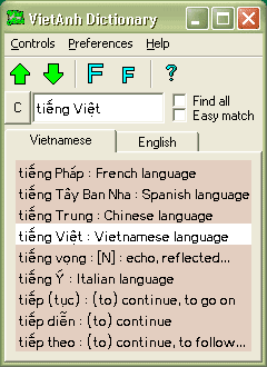 Vietnamese-English Dictionary For Windows